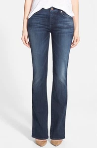 7 For All Mankind L116701 Kimmie Mid Rise Bootcut Dark Blue Jeans Size 24 - Picture 1 of 1