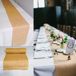 20 PACK Burlap Table Runner 14" x 108" 100% JUTE BURLAP TABLE DECOR WEDDING - Picture 1 of 4