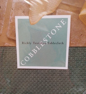 Basil Green Cobblestone Tablecloth Richly Textured 60x102 Oblong - Picture 1 of 3