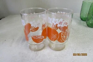 Retro Saftgläser mit orange Frucht Grafik 2er Set - Bild 1 von 7