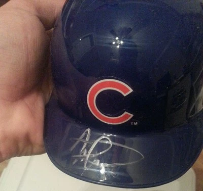 ALBERT ALMA IOWA CHICAGO CUBS AUTO RIDELL MINI CASCO BÉISBOL OBTENIDO 22/04/16 Foto 1 de 4