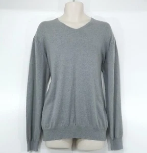 JEFF BANKS Grey Soft Thin Knit CASHMERE COTTON Mens V-Neck Jumper size XL - Picture 1 of 4
