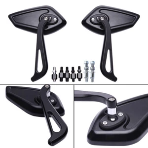 Black Motorcycle Mirrors For Harley Davidson Sportster 883 1200 Touring Softail - Picture 1 of 12