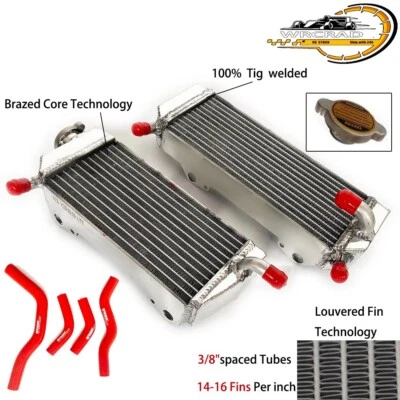 Aluminum Radiator & Red Hose Fit 2005-2016 2006 2007 08 Honda CRF450X CRF450 X - Image 1 of 4
