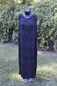 Vintage VIKKI VI GORGEOUS BLACK FORMAL DRESS PAISLEY PATTERN SEQUIN SZ 1X #06743 - Picture 1 of 5