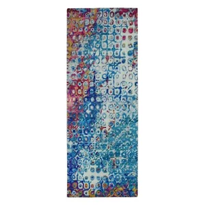3'x8'2" Blue THE PEACOCK Sari Silk Colorful Hand Knotted Runner Rug G87689 - Picture 1 of 10