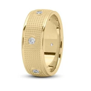 14k Gold, 0.30ct. Brilliant Round Diamond Fancy Design Men's Wedding Band, Ring - Picture 1 of 1