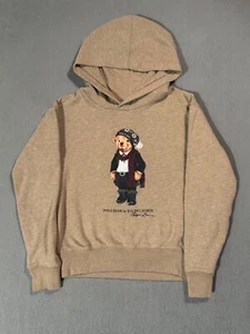 Ralph Lauren Polo Ski Bear Felpa in Pile con Cappuccio GIOVENTÙ XL 16 Marrone Avena - Foto 1 di 3