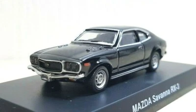 Modelo de coche fundido a presión Kyosho 1/64 MAZDA SAVANNA RX-3 GT NEGRO Foto 1 de 3
