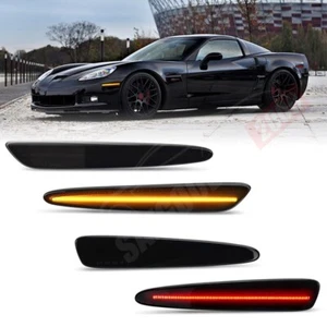 for Chevy Corvette C6 2005-13 Amber&Red LED Front Rear Bumper Side Marker Lights - Picture 1 of 9