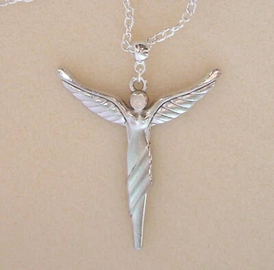 Large Angel Air Spirit Goddess Pendant 30" Long Chain Necklace in Gift Bag - Picture 1 of 8