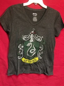 Harry Potter, Slytherin Graphic V-Neck Tee Shirt Size Juniors Medium - Picture 1 of 3