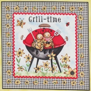 Bug Grill Time Portellone Gingham Check Barbecue 10" Blocco Trapunta Tessuto Quadrato - Foto 1 di 2