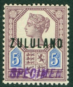 SG 7 Zululand 1888-93. 5d dull purple & blue, overprinted specimen. A fresh... - Picture 1 of 2