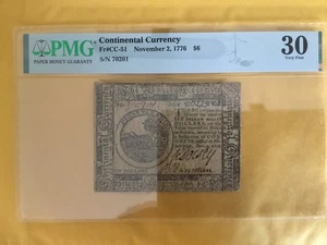 1776 CC-51, $6, 2 Nov 1776, PMG VF-30 - Picture 1 of 4