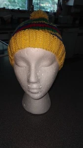 Childs Multi Colored Hat Yellow Band & Pompom - Picture 1 of 2