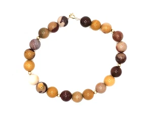 New 8" Genuine Natural Mookite & 14KYG Bead Bracelet W/ 14KYG Spring Ring Clasp - Picture 1 of 5