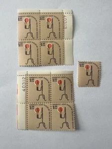 Scott #1610 Rush Lamp $1 dramatischer Farbwechselfehler - 2 Plattenblöcke (9 Briefmarken) - Bild 1 von 6