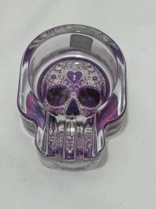 CENICERO CALAVERA VIDRIO BRILLANTE EN LA OSCURIDAD SMOKEZILLA FLORAL Púrpura - Imagen 1 de 4