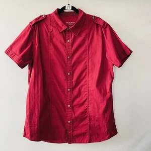 Guess Mens Rose Red Short Sleeve Slim Fit Comfort Button Up Shirt Size X-Large - Picture 1 of 6