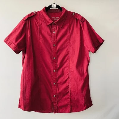 Guess Mens Rose Red Short Sleeve Slim Fit Comfort Button Up Shirt Size X-Large - Image 1 of 4