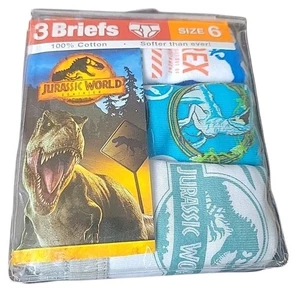 Jurassic World 3 Boys Briefs Size 6 100% Cotton Underwear - Picture 1 of 2