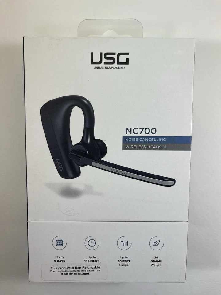 Urban Sound Gear Nc700 Wireless Ear Peice cancelamento de ruído preto claro - Imagem 1 de 4