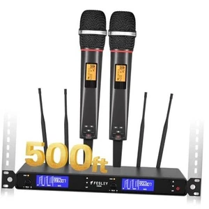 Wireless Microphone System: Handheld 500ft UHF Range Dynamic Wireless - Picture 1 of 7