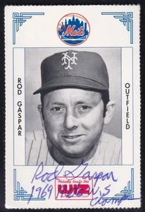 Rod Gaspar 1991 New York Mets WIZ SIGNED CARD AUTOGRAPHED 1969 World Series Chmp - Picture 1 of 1
