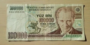 1970 Turkey 100000 Lirasi Note - Picture 1 of 2