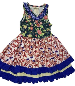 Matilda Jane Girls 2T 2 Ferris Wheel Sleeveless Striped Floral Patriotic Dress - Picture 1 of 9