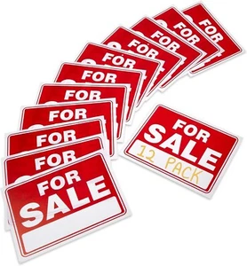 For Sale Signs - 12 Pack - 9 x 12 Inch Weatherproof & Rust Free - Picture 1 of 6