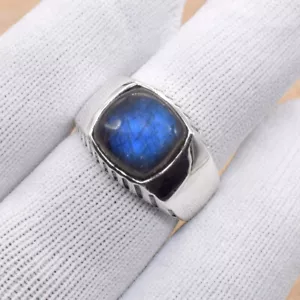 Bellissimo Anello Pietra Preziosa Naturale Argento Sterling 925 Anello Affusolato Anello Uomo - Foto 1 di 13