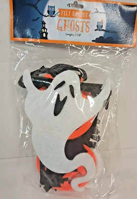 Fieltro Halloween Banner Fantasmas Murciélagos Jack O Linterna Nuevo 3 Pies de Largo Foto 1 de 4