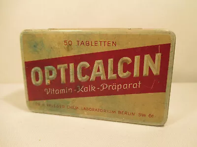 Medizin Reklame Blechdose / Berlin 20er - 30er Jahre : OPTICALCIN Tabletten • 30.91€