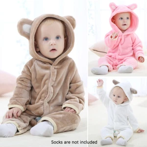 0-24 Months Baby Pajamas Newborn Bear Cute Flannel Coverall Kid Alive Costume - Picture 1 of 12
