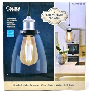 Feit Electric Dimmable LED Vintage Pendant Light Brushed Nickel - Picture 1 of 5