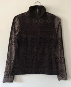 ANAC by KIMI Sweater 1/4 Zip Art To Wear Top Funky Brown Long Sleeve M - Picture 1 of 8