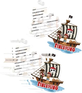 12 Stück Piraten Einladungskarten,17x15 CM Piraten Geburtstag Einladung, Piraten - Bild 1 von 5