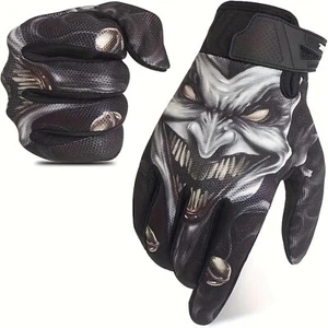 Biker Skeleton Bone Gloves Racing Cycling Motorcycle Mechanics Goth Full Finger - Picture 1 of 28