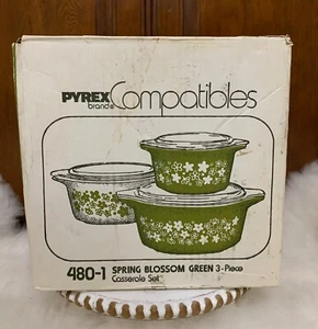 SEALED BOX - VTG Pyrex Compatibles Spring Blossom 3 PC Casserole Set with Lids - Picture 1 of 9