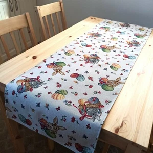 Easter Table Runner  Decorative Tapestry Fabric Napperon Bunny Green Eggs - Picture 1 of 3
