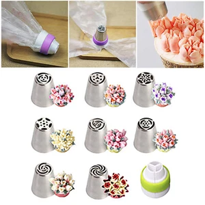 Set 9 Pezzi Ugelli per Tubazioni Fiori Punte per Tubazioni in Acciaio Inox per Decorazione Torte - Foto 1 di 6