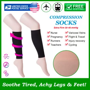 Graduated Compression Socks Men Women - 30-40 mmHg Medical Varicose Veins Edema - Picture 1 of 14