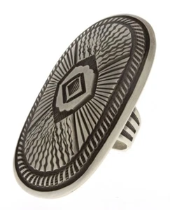 9 - Sterling Silver Statement Ring By Navajo Artist Calvin Martinez - Picture 1 of 5