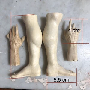 Un Paio Di Piedi/mani Legno Figura Uomo per figure 38/40/Cm pastori presepe - Foto 1 di 11