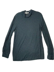 Weekend By Suzanne Betro Womens Size Large Teal Striped Long Sleeve Blouse Top - Picture 1 of 12