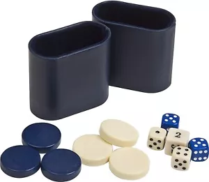 Coppe dadi in pelle blu (2) assegno backgammon quattro dadi e un dado doppio - Foto 1 di 5