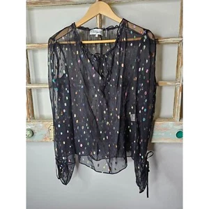 Diane Von Furstenberg Sheer Blouse with Metallic Dots Size Small - Bild 1 von 10