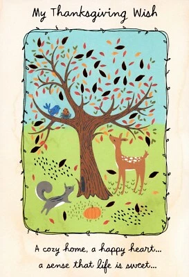 Happy THANKSGIVING Greeting Card, Cozy Home Happy Heart Animals by Hallmark +✉ - Image 1 of 4